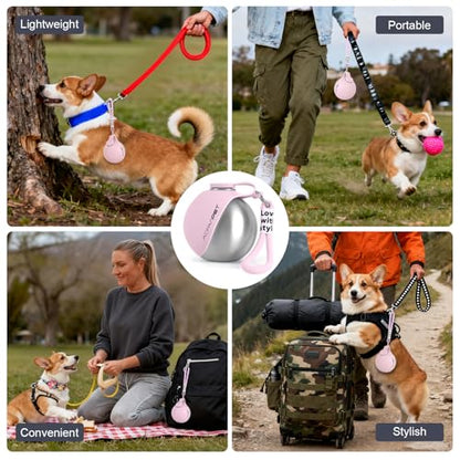 Portable Dog Water Bottle 10oz Stainless Steel Travel Dog Water Dispenser with Bowl No-Spill Puppy Water Bottle for Walking Hiking Small Dog Water Bottle - color: Pink