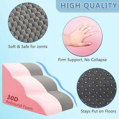Pet Steps Dog Stairs for Sofa Couch and Bed High Density Sponge Pet Ramp with Removable Washable Cover Non-Slip Base Stable Dog Steps 15.7" H - color: 3-Steps Gray