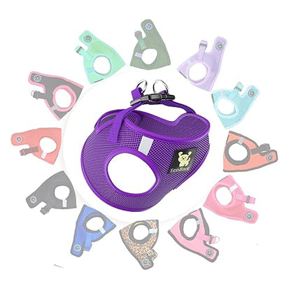 EcoBark Step in Dog Harness - Eco-Friendly Teacup Dog Harnesses for XXS, XS, and Small Dogs - Reflective and Adjustable Mini Body Halter Vest -Tiny Soft Mesh Toy Breed Harness (XXXS,Purple) - color: Purple, size: XXXS- 2 to 3 lbs- Chest up to 10 in (Pack
