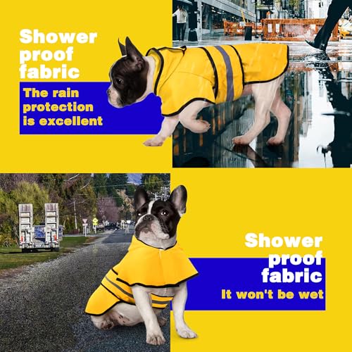 Paiaite Dog Raincoat: Hooded Slicker Poncho, Durable Waterproof Jacket with Reflective Stripes, Convenient Leash Hole, and Adjustable Fit, Perfect for Small, Medium, and Large Dogs Yellow XL - color: Yellow, size: XL-(22~33lb) | Chest(~21.5-29.5")|Back(18