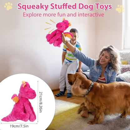 Letsmeet Dog Toys for Large Plush Dog Chew Toy with Squeaker and Crinkle Paper, Interactive Puppy Toys to Reduce Boredom and Anxiety, Tough Tug of War Pet Toys for Small, Medium and Large Dogs - color: Red