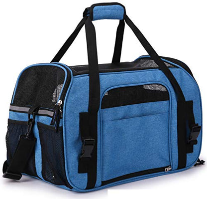 EliteField Soft Pet Carrier (3 Year Warranty, Airline Approved) Soft Sided Dog Puppy Cat Carrier Travel Bag (X-Large: 21" L x 12" W x 13" H, Sapphire Blue) - color: Sapphire Blue, size: 21.0"L x 12.0"W x 13.0"H