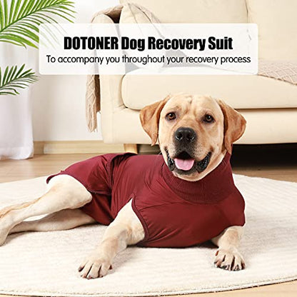HEYWEAN Full Body Dog Diaper with a Puppy Nappies Physiological Dog Surgery Recovery Suit for Male Female Dogs - color: WineRed, size: Large