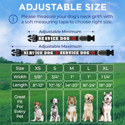 TECEUM Reflective Pet Collar – Black - Service Dog – XL – Extra Soft Padding – Basic Nylon Dog Collar – Quick Release Buckle – Fits Small, Medium and Large Dogs, Puppies, Cats - color: Black - Service Dog, size: X-Large
