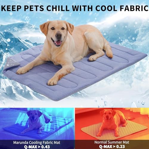 MARUNDA Dog Cooling Mat, No Need to Freeze Or Refrigerate This Cool Pet Pad Cat Mats- Keep Your Pet Cool, Machine Washable (Ocean Blue, 44" x 32" XL-Crate) - color: Ocean Blue, size: 44" x 32"- XL-Crate