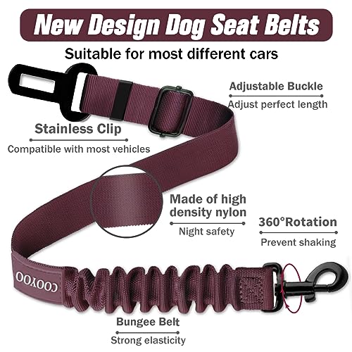 COOYOO Dog Seat Belt,3 Piece Set Retractable Dog Car Adjustable Seatbelts for Vehicle Nylon Pet Safety Heavy Duty & Elastic & Durable Car Harness for Dogs - color: Set 08-Black+Fuchsia