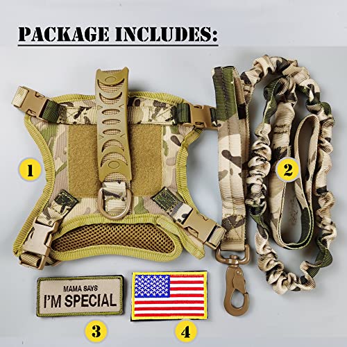 Tactical Cat Harness and Leash for Walking Escape Proof, Adjustable Military K9 Pet Vest Harness Easy Control for Large Cat, Puppy and Small Dog (Camo) - color: Camo