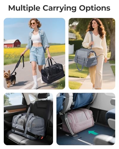 BAGSMART Cat Carrier: Soft-Sided Pet Carrier for Small Medium Cats Dogs Puppy Quilted Collapsible Puffy Travel Bag Up to 20 Lbs Black - color: Black, size: 18.1"L x 11.0"W x 11.0"H