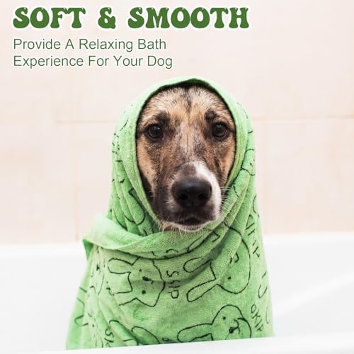 Peryiter 8 Pcs Dog Drying Towels Bulk 55'' x 28'' Pet Grooming Absorbent Microfiber Dog Bath Towels Quick Drying Puppy Bathing Towel for Small Medium Large Cats Pets Bathing Grooming (Green) - color: Green