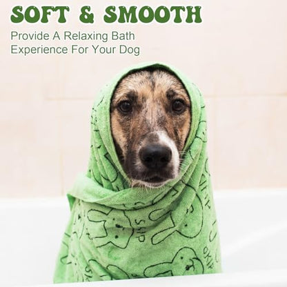 Peryiter 8 Pcs Dog Drying Towels Bulk 55'' x 28'' Pet Grooming Absorbent Microfiber Dog Bath Towels Quick Drying Puppy Bathing Towel for Small Medium Large Cats Pets Bathing Grooming (Green) - color: Green