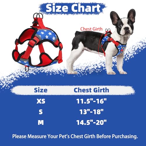 PUPTECK Dog Harness Small Sized Dog, Step in Adjustable Reflective Dog Vest Harness Escape Proof, No Pull Soft Padded Harness Easy Control, Star, S - color: Blue(Stars), size: S (CHEST: 13"-18")