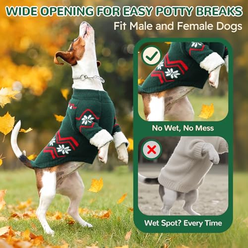 WINGOIN Dog Sweater for Large Dogs, L Size Dog Christmas Sweaters, Male Female Knit Dogs Turtleneck Pullover with Leash Hole, Pet Warm Winter Clothes for Girl Boy French Bulldog, Boston Terrier (L) - size: L: 15-30 lbs (Chest:20.9",Neck:14.2",Back:15.7")