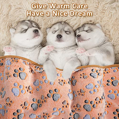 Tegeme 12 Pcs Pet Blankets 23 x 16 Inch Soft Fluffy Fleece Dog Cat Warm Paw Print Pattern Blankets Flannel Throw for Pets Dog Puppy Cat(Dark Gray, White, Camel) - color: Dark Gray, White, Camel, size: 23 x 16 Inch