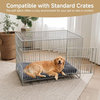 Washable Dog Bed Mat Crate Pad Soft Fluffy Pet Kennel Beds Dog Sleeping Mattress for Large Jumbo Medium Small Dogs, 53 x 36 Inch, Grey - color: Grey, size: 53.00" x 36.00" x 1.50"