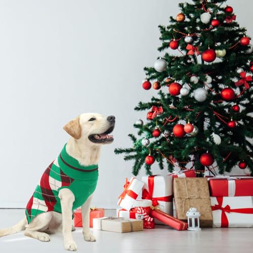 KOOLTAIL Dog Christmas Sweater Pet Knitted Clothes - Classic Plaid Pull Over Turtleneck Dog Sweaters with Leash Hole Warm Dogs Winter Clothing for Small Medium Dogs Cats Puppy (Green & Red M) - color: Christmas, size: Medium