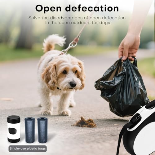 Retractable Dog Leash with Chew Proof Cable,26Ft Heavy Duty Dog Leash for Medium Large Dogs up to 110lbs,360°No Tangle,One-Handed Brake,Pause,Lock(White) - color: White, size: 26ft
