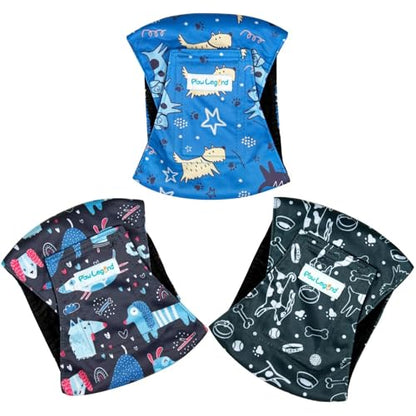 Paw Legend Washable Dogs Diapers Male Dog Belly Bands for Male Dogs Diapers Reusable Puppy & Doggie Diapers Male (3 Pack, Small) - color: Animated Dog, size: Small