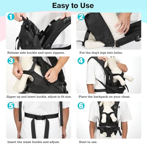 Pawaboo Pet Dog Front Carrier Backpacks, Legs Out Pet Carrier Backpack for Dogs, Adjustable Dog Chest Carriers Purse for Small Medium Dogs Hands Free for Travel Hiking Cycling Camping, XL, Black - color: AA-Black, style: Extra Large (Pack of 1)
