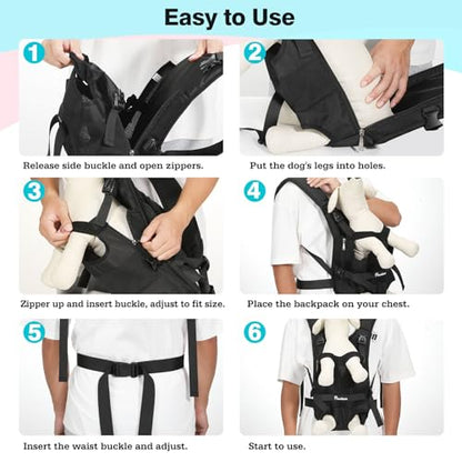 Pawaboo Pet Dog Front Carrier Backpacks, Legs Out Pet Carrier Backpack for Dogs, Adjustable Dog Chest Carriers Purse for Small Medium Dogs Hands Free for Travel Hiking Cycling Camping, XL, Black - color: AA-Black, style: Extra Large (Pack of 1)