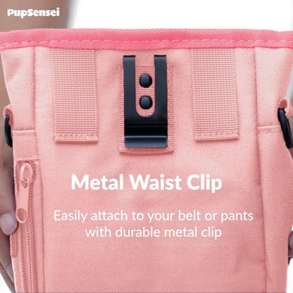 Dog Treat Pouch for Training – Magnetic Dog Treat Bag with Belt Clip & Poop Bag Dispenser – Hands Free Carry Pouch with Auto-Close Access & Shoulder Strap – Durable Pet Gear –Light Pink - color: Light Pink