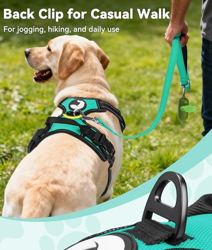 Joytale No Pull Dog Harness Medium Sized Dog, Reflective Pet Vest with Front Clip, Adjustable Soft Padded Harnesses with Easy Control Handle for Training and Walking, Teal, M - color: Teal, size: Medium