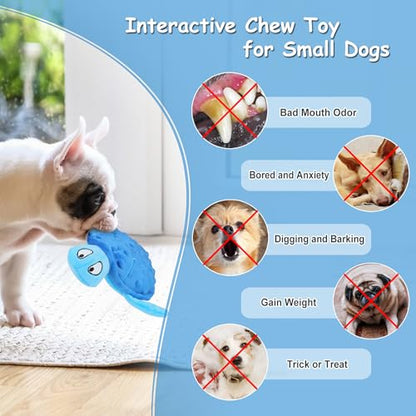 Squeaky Sea Turtle Plush Dog Toy - Durable, No Stuffing, Interactive Chew Toy for Small Dogs - Relieve Anxiety, Teething, and Keep Them Busy for Puppy(Blue) - color: Blue