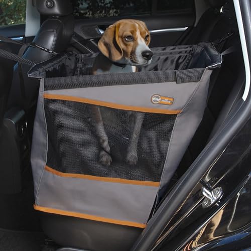 K&H Products Buckle N Go Dog Car Seat for Medium Dogs, Waterproof Fabric, Breathable Mesh Sides, Adjustable Seatbelt Leash, Pet Car Seat for Small to Medium Pets, Cover - 21 X 13 X 19in - color: Gray, size: Small 21 X 13 X 19 Inches