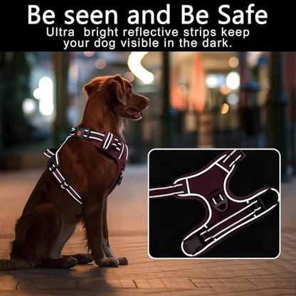 Timos Dog Harness Small Sized, No Pull Pet Harness with Neck Lockable Snap, No Choke Front Clip Reflective Vest, Adjustable Metal Rings 3 Buckles, Easy Control Handle for Small Dogs Burgundy S - color: Lock Burgundy, size: Small (Pack of 1)