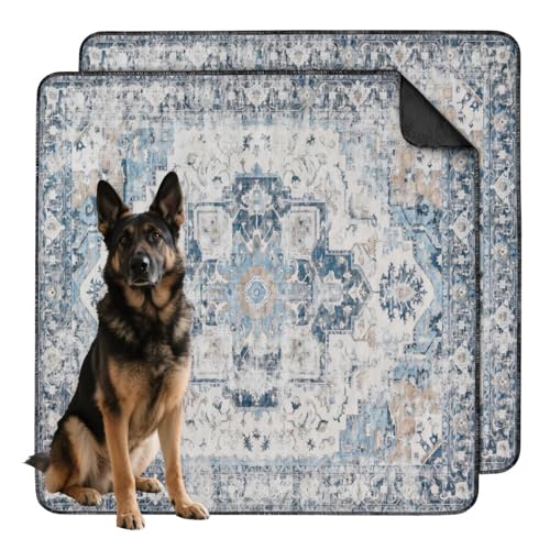Washable Pee Pads for Dogs 2 Pack, Absorbent Reusable Puppy Pads Waterproof, Leakproof & Non-Slip Whelping Pad, Potty Training Pads for Dogs Playpen Mat 48x48 - color: C Blue, size: 48"x48"(2 Pack)