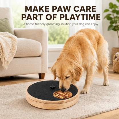 Dog Nail Scratch Board with Treat Drawer,Round Solid Wood Dog Scratch Pad, Stress-Free Nail File Board Alternative to Clippers & Grinders for Small Medium Large Dogs - size: Round