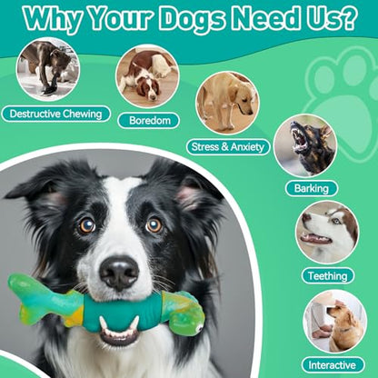 BIKIISEN Dog Toys for Aggressive Chewers, Interactive Dog Chew Toys for Large Dogs, Squeaky Chew Toys to Keep Them Busy, Tough Toys for Medium/Large Breed (Green) - color: Green