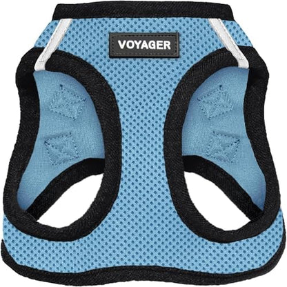 Best Pet Supplies - All Weather Mesh / Plush, Reflective, No Pull Harness for Small, Medium Dogs, Cats - Secure with Hook & Loop Fastener, Buckle, Double D-Rings - Baby Blue/Black Trim, M - color: Harness (Baby Blue/Black Trim), size: M (Chest: 16 - 18")