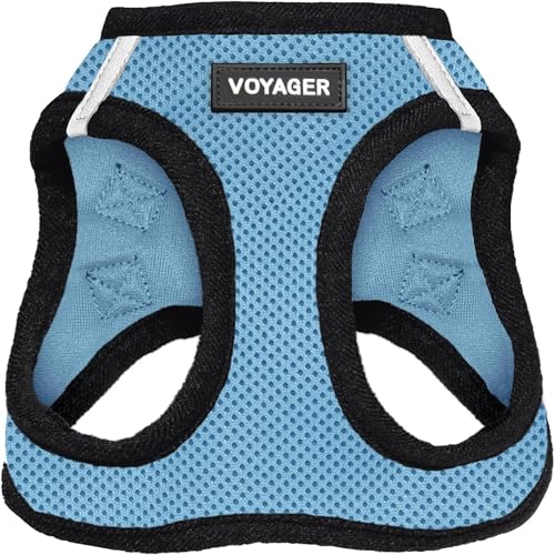 Best Pet Supplies - All Weather Mesh / Plush, Reflective, No Pull Harness for Small, Medium Dogs, Cats - Secure with Hook & Loop Fastener, Buckle, Double D-Rings - Baby Blue/Black Trim, XL - color: Harness (Baby Blue/Black Trim), size: XL (Chest: 20.5 - 2