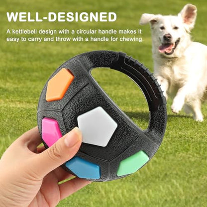 Dog Calming Ball with Handle, Interactive Football Shape Dogs Toy, Squeaky, The Mellow Dogs Strong Rubber Floating Ball for Water Play, Training, Outdoor Games(Color:Black) - color: Black