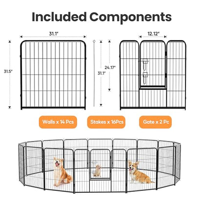 Simple Deluxe Dog Playpen Outdoor Indoor, 32 Inch 16 Panels Dog Fence for Small/Medium Dogs Puppy, Perfect Dog Pen for Camping, Yard, RV, Garden Fence, Black - size: 32 Inch 16 Panels