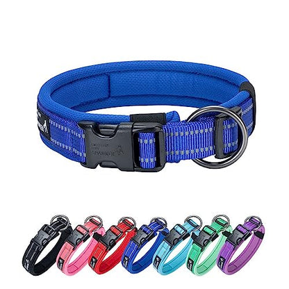 EXCELLENT ELITE SPANKER Reflective Dog Collar Classic Soft Padded Breathable Nylon Adjustable Pet Collar with Quick Release Buckle for Boy Girl Male Female Small Medium Large Dogs Training(Blue-S) - color: Blue, size: S