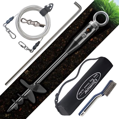 18" Heavy Duty Dog Tie Out Stake for Cable & Leash & Chain & Yard & Outside & Beach, Ground Stakes or Anchor for Large Dog Runner & Lead for Yard, Dog Camping Essentials (Stake+15FT Cable) - size: Stake+15FT cable
