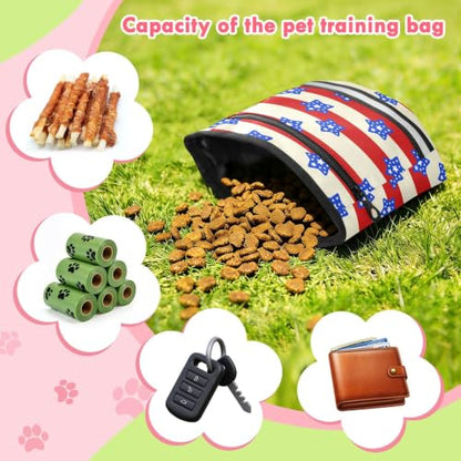 Star Water-Resistant Dog Treat Pouch, 3 Ways to Wear Treat Bag with Magnetic Closure & Reflective Strip, Hands-Free for Pet Training, Walking