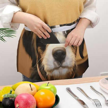 Apron for Men Women Adjustable Dog Training Printed Waterproof Apron Bib Apron with 3 Pockets Cooking Kitchen Aprons