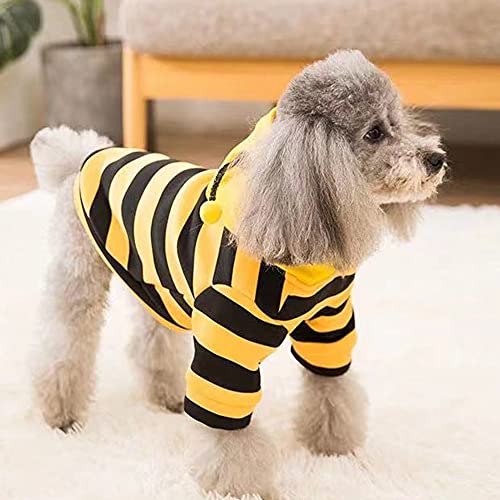 Pet Bee Halloween Costume Dog Hoodies Cat Holiday Cosplay Warm Clothes Puppy Cute Hooded Coat Christmas Outfits for Cat and Small Dogs (Yellow, X-Small), XS - color: Yellow, size: X-Small