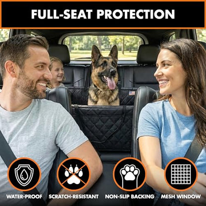 Half Hammock Dog Seat Cover for Back Seat - Waterproof Half Backseat Dog Cover, Space Saving Split Seat Design, Universal Fit & Heavy Duty Pet Restraint - color: Black Large