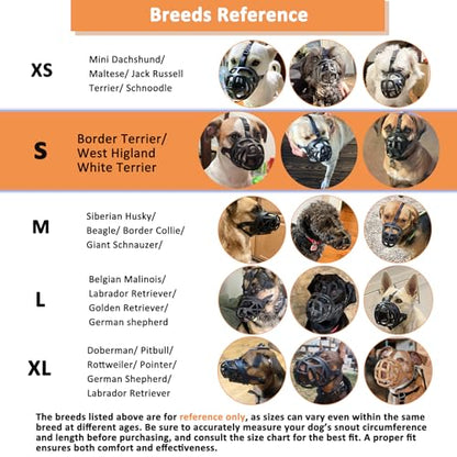 BARKLESS Dog Muzzle, Basket Muzzle for Biting, Chewing and Scavenging, Humane Cage Mouth Cover, Perfect for Grooming and Training Small Aggressive Reactive Dogs (S, Brown) - size: Small