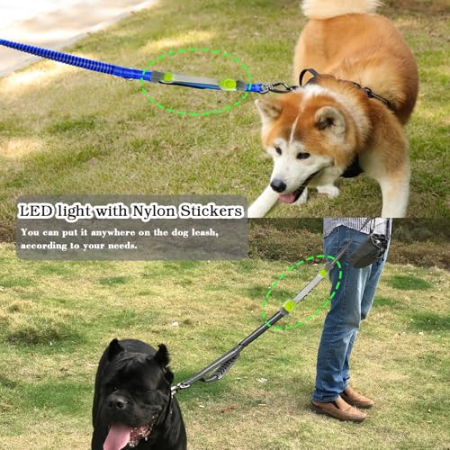 Heavy Duty Dog Leash and LED Light Set, LED Light with Nylon Stickers, Universal Glowing Accessories Easy to Attach Collar Leash and Harness, Safety LED Light Up Band for Dogs at Night Walking - color: Coyote Brown
