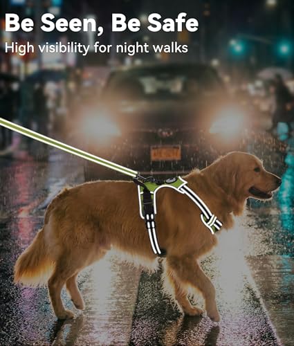 Joytale No Pull Dog Harness Medium Sized Dog, Reflective Pet Vest with Front Clip, Adjustable Soft Padded Harnesses with Easy Control Handle for Training and Walking, Green, M - color: Green, size: Medium