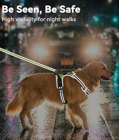 Joytale No Pull Dog Harness Medium Sized Dog, Reflective Pet Vest with Front Clip, Adjustable Soft Padded Harnesses with Easy Control Handle for Training and Walking, Green, M - color: Green, size: Medium