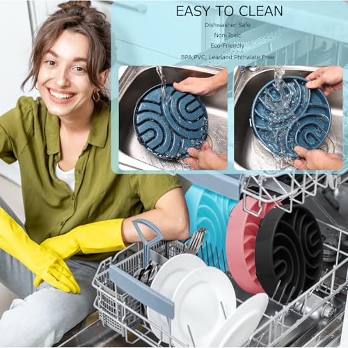 WHIPPY Slow Feeder Anti-Choking Maze Bowl - Anti-Slip Interactive Puzzle Feeder for Large Medium Dogs, Blue - color: blue