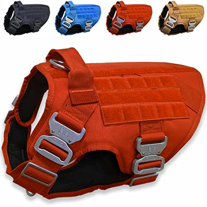 Pets ProMax Tactical Dog Harness – Military-Grade, All-Metal Buckles, No Plastic, Waterproof Vest with Control Handle – No-Pull, No-Choke Design for Small Dogs (Red, S) - color: Red, size: Small (S)