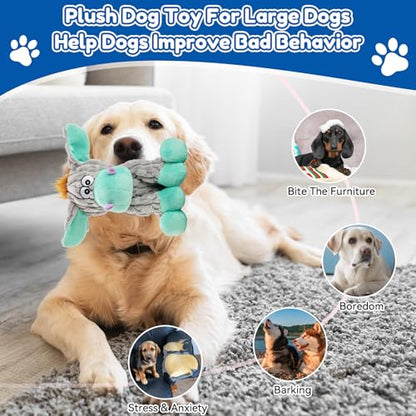 loncoldy Dog Toys, Interactive Dog Squeaky Toys, Tough Crinkle Stuffed Animal Chew Toy for Small, Medium, Large Breeds, Plush Toy to Keep Them Busy, Pet Toys for Dogs - color: lake blue