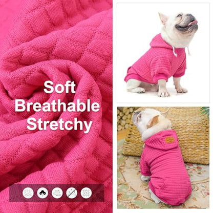 BEAUTYZOO Medium Dog Hoodie Sweater with Pockets, Dog Clothes for Small Medium Dogs Boy Girl, Waffle-Like Laminated Cotton Pet Coats with Hat and Leash Hole, Rose Pink XL - color: Rose Pink, size: XL (Back: 24",Chest: 34", Neck: 21")