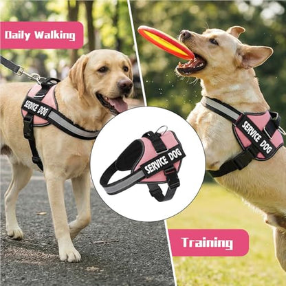 MUMUPET Service Dog Vest, No Pull Reflective Adjustable Harness with Handle, Soft Breathable Padding for Small Dogs, 2 Removable Velcro Patches (Pink, S) - color: Pink, size: Small
